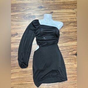 Juniper Blue black one shoulder side cut out party dress, size small